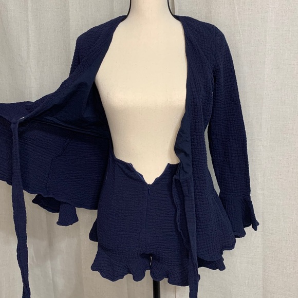 SAINTS & SINNERS Navy Long Sleeve Wrap Romper - Picture 2 of 7